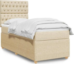 vidaXL Κρεβάτι Boxspring με Στρώμα Κρεμ 80 x 200 εκ. Υφασμάτινο