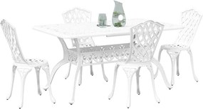 vidaXL Σέτ φαγητού για κήπο 5 pcs Λευκό Αλουμίνιο