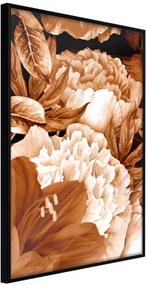 Αφίσα - Peonies in Sepia - 20x30 - Μαύρο - Χωρίς πασπαρτού