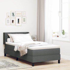 vidaXL κρεβάτι box spring με στρώμα – σκούρο γκρι – 90 x 190 εκ. – ύφασμα