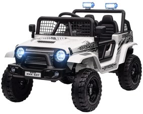 AIYAPLAY Ηλεκτρικό αυτοκίνητο για παιδιά με ανάρτηση, τηλεχειριζόμενο, φώτα LED, κόρνα, κινητήρες 12V, από πλαστικό και μέταλλο, Λευκό