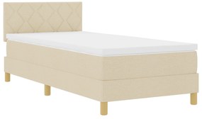 vidaXL Box Spring Bed με Στρώμα & LED Κρεμ 100x200 εκ. Ύφασμα