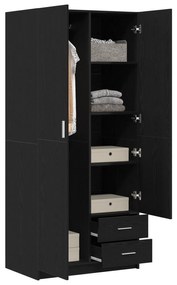 vidaXL Ντουλάπα  Μαύρη Δρυς 80x52x180 εκ. Επεξεργασμένο Ξύλο