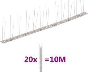 vidaXL Απωθητικές Ακίδες Περιστεριών 2 Σειρών Σετ των 20 10μ Αν.Ατσάλι