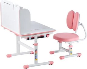 VEVOR Kids Study Chair and Desk with Bookshelf &amp; Drawer Height Adjustable Pink