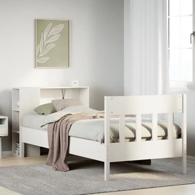 vidaXL Κρεβάτι Βιβλιοθήκη Χωρίς Στρώμα Λευκό 75x190 εκ Μασίφ Πεύκο