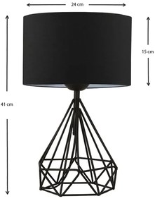 Φωτιστικό επιτραπέζιο Christopher Megapap ύφασμα/μέταλλο χρώμα μαύρο 24x15x41εκ.