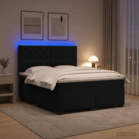 vidaXL Κρεβάτι box spring με στρώμα Μαύρο 160 x 200 cm Βελούδο