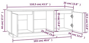 Έπιπλο Τηλεόρασης 110,5 x 35 x 44 εκ. από Μασίφ Ξύλο Πεύκου - Καφέ