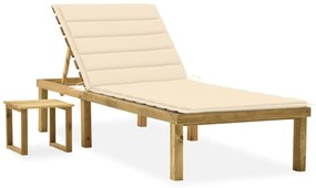 Ξαπλώστρα Κήπου από Εμποτ. Ξύλο Πεύκου με Τραπεζάκι & Μαξιλάρι