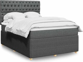 vidaXL Κρεβάτι Boxspring με Στρώμα Σκούρο Γκρι 140x200 εκ Υφασμάτινο