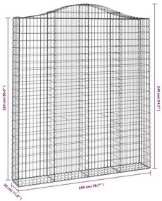 vidaXL Συρματοκιβώτια Τοξωτά 3 τεμ. 200x30x220/240 εκ. Γαλβαν. Ατσάλι