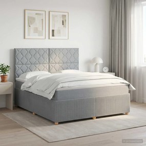vidaXL Κρεβάτι box spring με στρώμα Ανοιχτό γκρι 180 x 200 cm Ύφασμα