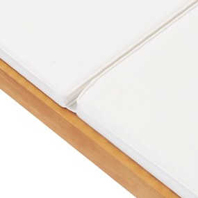 vidaXL Ξαπλώστρα Κρεμ από Μασίφ Ξύλο Teak με Μαξιλάρι