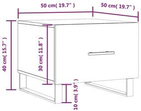 Τραπεζάκι Σαλονιού Καπνιστή Δρυς 50x50x40 εκ. Επεξεργασμ. Ξύλο - Καφέ