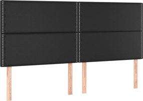 vidaXL Κρεβάτι Boxspring με Στρώμα Μαύρο 180x200εκ.από Συνθετικό Δέρμα