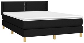 vidaXL Κρεβάτι Boxspring με Στρώμα Μαύρο 140x190 εκ. Υφασμάτινο