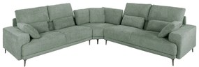 CORNER SOFA SYMMET  MINT FABRIC-GLOSSY ANTHRACITE LEGS 314x236x90-102Hcm.