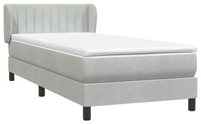 vidaXL Κρεβάτι Boxspring με Στρώμα Ανοιχτό Γκρι 80x210 εκ. Βελούδινο