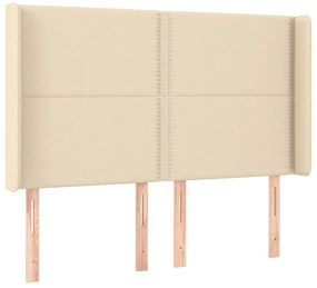 vidaXL Κρεβάτι Boxspring με Στρώμα &amp; LED Κρεμ 140x200 εκ. Υφασμάτινο