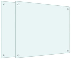 vidaXL Πλάτες Κουζίνας 2 τεμ. Λευκές 70x60 εκ. από Ψημένο Γυαλί