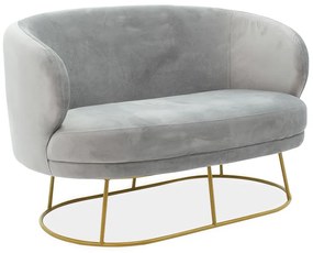 Καναπές 2θέσιος Rony  βελούδο γκρι-χρυσό 132x82x83εκ