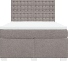 vidaXL Κρεβάτι Boxspring με Στρώμα Taupe 140x190 εκ. Υφασμάτινο
