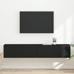 vidaXL Ντουλάπι Τηλεόρασης Τοίχου 2 pcs Μαύρο Επεξεργασμένο Ξύλο