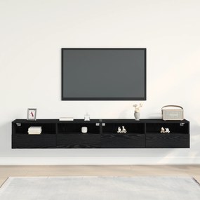 vidaXL Ντουλάπια Τηλεόρασης 2 τεμ Μαύρο Δρυς 100x30x30 cm Επεξεργασμένο Ξύλο