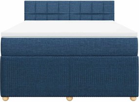 vidaXL Κρεβάτι Boxspring με Στρώμα Μπλε 140x200 εκ. Υφασμάτινο