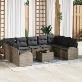 vidaXL Σετ Καναπέ με μαξιλάρι 10 pcs Γκρι Πολυ Ρατάν