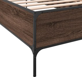 vidaXL Πλαίσιο Κρεβατιού Καφέ Δρυς 100x200 εκ. Επεξ. Ξύλο &amp; Μέταλλο