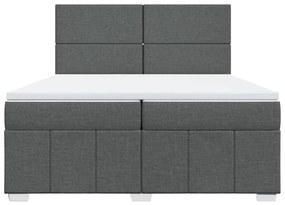 Κρεβάτι Boxspring με Στρώμα Σκούρο Γκρι 200x200 εκ. Υφασμάτινο - Γκρι