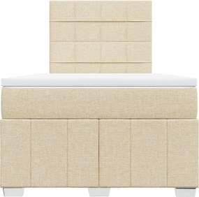 vidaXL Κρεβάτι Boxspring με Στρώμα Κρεμ 120x190 εκ. Υφασμάτινο