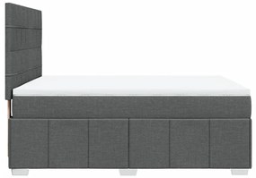 vidaXL Κρεβάτι Boxspring με Στρώμα Σκούρο Γκρι 140x190 εκ. Υφασμάτινο