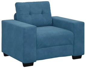 vidaXL Καναπές 3 pcs Μπλε Ύφασμα μείγματος λινών