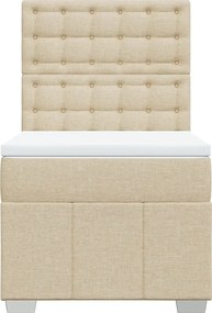 vidaXL Κρεβάτι Boxspring με Στρώμα Κρεμ 100 x 200 εκ. Υφασμάτινο