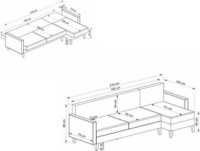 Corner Sofa-Bed Alkon - Light Grey Light Grey