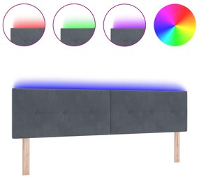 vidaXL LED Κεφαλάκι Κουμπωτό Σκούρο Γκρι 180 εκ Βελούδο