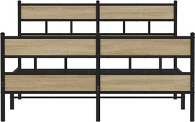 vidaXL Σκελετός Κρεβ. Χωρίς Στρώμα Sonoma Δρυς 140x190 εκ. Μεταλλικό