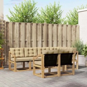 vidaXL Σειρά Καναπέ Εξωτερικού με μαξιλάρι 7 pcs Λευκό και Μπεζ