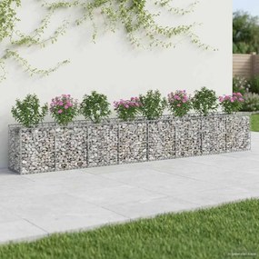 vidaXL Ανασηκωμένο κρεβάτι gabion 2 pcs Ασημί