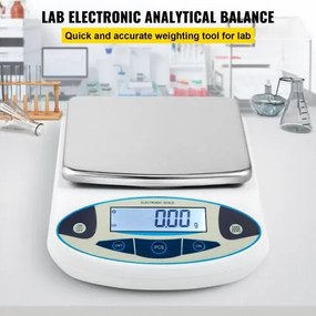 VEVOR Analytical Balance, 5000g x 0,01g Accuracy Lab Scale, High Precision Electronic Analytical Balance, 13 Units Conversion, Counting Function, LCD Display, for Lab University Jewelry (5000g, 0,01g)