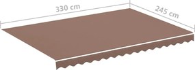 vidaXL Ανταλλακτικό Ύφασμα Τέντας Καφέ 330x245 εκ. Πολυεστέρας