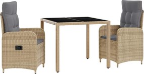 vidaXL Σετ Εξωτερικής Τραπέζης 3 pcs Μπέζ και Ανοιχτό Γκρι
