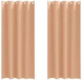 vidaXL Κουρτίνες με κουρτίνες 2 pcs Ανοιχτό καφέ Πολυεστέρας