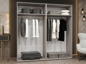 Ντουλάπα Mila I-Λευκό - Μαύρο-Με καθρέπτη-Μήκος: 200εκ