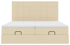 vidaXL Οθωμανικό Κρεβάτι με Στρώματα Κρέμα 200x200cm Ύφασμα