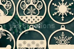 Σετ των 3 Intra απο ξύλο plywood 3mm-4mm πάχος Χριστουγεννιάτικο στολίδι Δίασταση 8x8 cm INTRAFABR-104915914