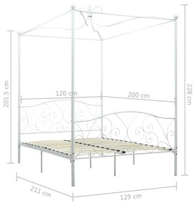 Πλαίσιο Κρεβατιού με Ουρανό Λευκό 120 x 200 εκ. Μεταλλικό - Λευκό